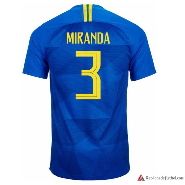 Camiseta Seleccion Brasil Segunda equipación Miranda 2018 Azul